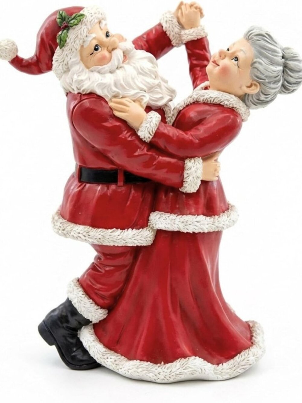 Dancing Santa & Mrs. Claus Christmas Figurine Set - 10" Holiday Decor
